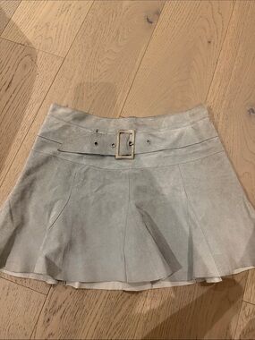 bebe Light Gray Suede Belted Circle Skirt